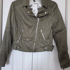 H&M Women's Olive Green Suede Jacket